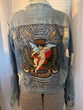 One-of-a-Kind Custom "Love is Love" Distressed Denim Jacket